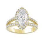 14K YELLOW GOLD 3.00CT ROUND/MARQUISE DIAMOND LADIES RING (CENTER STONE MARQUISE DIAMOND 2CT)