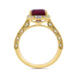 14K YELLOW GOLD 5 3/4CT ROUND/EMERALD/BAGUETTE DIAMOND LADIES RING (CENTER STONE EMERALD RUBY DIAMOND 5CT) - Image 3