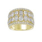 14K YELLOW GOLD 5.00CT ROUND/EMERALD DIAMOND LADIES BAND
