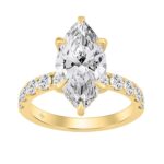 14K YELLOW GOLD 6.00CT MARQUISE/ROUND DIAMOND LADIES RING (CENTER STONE MARQUISE DIAMOND 5CT)