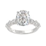 Elegant 14K White Gold  Bridal Fancy Ring for Ladies 3 3/4CT Round & Marquise& Oval Cut Diamonds 3.00CT Center stone (Color F-G -Clarity VS1/V