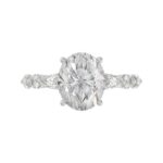 Elegant 14K White Gold  Bridal Fancy Ring for Ladies 3 3/4CT Round & Marquise& Oval Cut Diamonds 3.00CT Center stone (Color F-G -Clarity VS1/V - Image 5