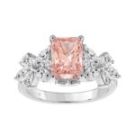 ETERNAL BLUSH COLLECTION 14K WHITE GOLD 3 1/4CT MARQUISE/PEAR/PINK RADIANT DIAMOND LADIES RING (CENTER STONE PINK RADIANT DIAMOND 2CT)