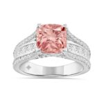 ETERNAL BLUSH COLLECTION 14K WHITE GOLD 4 1/2CT ROUND/PRINCESS/ PINK CUSHION DIAMOND LADIES BRIDAL SET (CENTER STONE PINK CUSHION DIAMOND 3CT)
