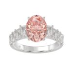 ETERNAL BLUSH COLLECTION 14K WHITE GOLD 4 3/4CT ROUND/RADIANT DIAMOND PINK OVAL  DIAMOND LADIES RING (CENTER STONE PINK OVAL DIAMOND 3.00CT)