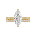 Ladies 14K Yellow Gold Ladies Elegance- Bridal Set  3 1/3CT Round & Marquise Diamonds 3.00CT Marquise Center stone (Color F-G -Clarity VS1/VS2) - Image 5