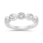 LADIES BAND 1CT OVAL DIAMOND 14K WHITE GOLD