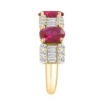LADIES BAND 1CT ROUND/BAGUETTE/OVAL DIAMOND 14K YELLOW GOLD (RUBY OVAL DIAMOND 2CT ) - Image 3