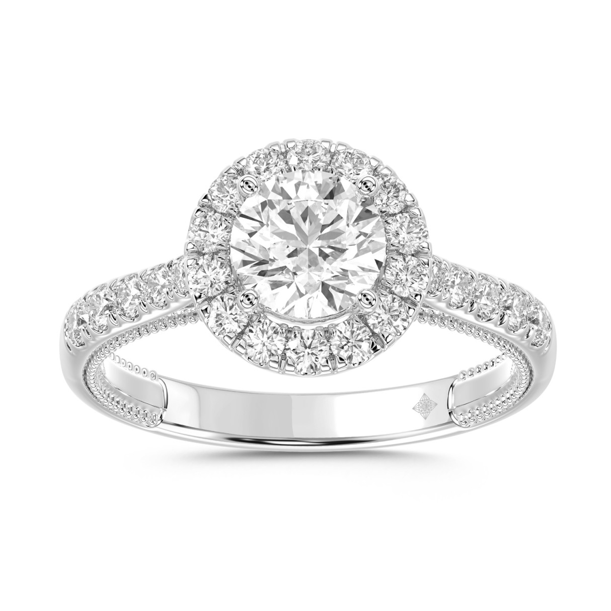LADIES RING 1 1/2CT ROUND DIAMOND 14K WHITE GOLD (CENTER STONE ROUND DIAMOND 1CT) 1 LADIES RING 1 1/2CT ROUND DIAMOND 14K WHITE GOLD (CENTER STONE ROUND DIAMOND 1CT) - Image 1