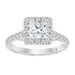 LADIES RING 1 1/2CT ROUND/PRINCESS DIAMOND 14K WHITE GOLD (CENTER STONE PRINCESS DIAMOND 1CT)