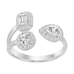 LADIES RING 1CT ROUND/PEAR/EMERALD DIAMOND 14K WHITE GOLD