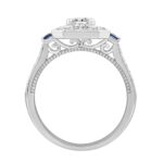 LADIES RING 1CT ROUND/PRINCESS BLUE SAPPHIRE DIAMOND 14K WHITE GOLD (CENTER STONE ROUND DIAMOND 1/6CT ) - Image 2
