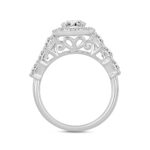 LADIES RING 2 3/8CT ROUND/PRINCESS DIAMOND 14K WHITE GOLD (CENTER STONE OVAL DIAMOND 1 1/4CT ) - Image 2