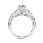 LADIES RING 3 1/2CT ROUND/EMERALD/OVAL DIAMOND 14K WHITE GOLD (CENTER STONE OVAL DIAMOND 2.00CT) - Image 3