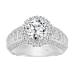 LADIES RING 3 3/4CT ROUND/BAGUETTE DIAMOND 14K WHITE GOLD (CENTER STONE ROUND DIAMOND 1 1/2CT )