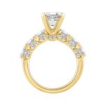 LADIES RING 4 1/2CT ROUND/EMERALD DIAMOND 14K YELLOW GOLD (CENTER STONE EMERALD DIAMOND 3.00CT) - Image 3