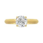 LADIES SOLITAIRE RING 1 1/2CT ROUND DIAMOND 14K YELLOW GOLD - Image 5