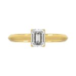 LADIES SOLITAIRE RING 1CT EMERALD DIAMOND 14K YELLOW GOLD - Image 5