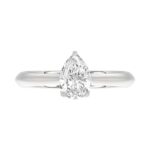 LADIES SOLITAIRE RING 1CT PEAR DIAMOND 14K WHITE GOLD - Image 5