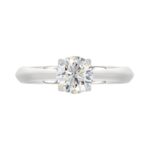 LADIES SOLITAIRE RING 1CT ROUND DIAMOND 14K WHITE GOLD - Image 5
