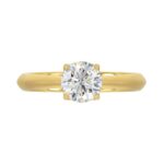 LADIES SOLITAIRE RING 1CT ROUND DIAMOND 14K YELLOW GOLD - Image 5
