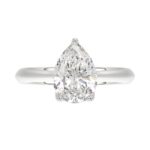 LADIES SOLITAIRE RING 2 1/2CT PEAR DIAMOND 14K WHITE GOLD - Image 5