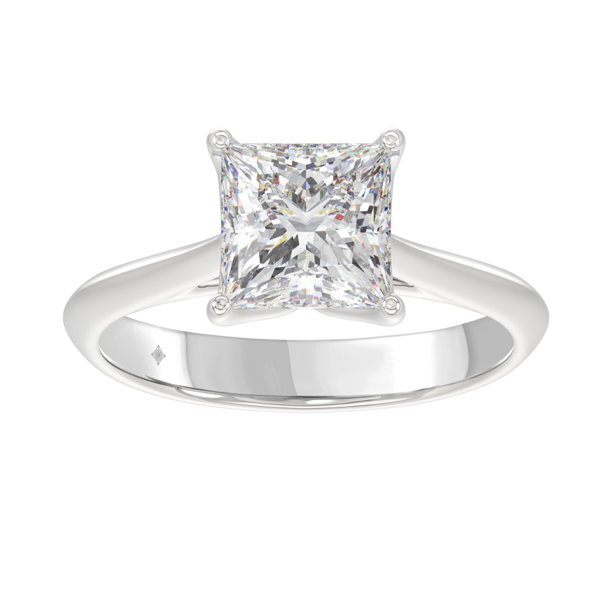 LADIES SOLITAIRE RING 2 1/2CT PRINCESS DIAMOND 14K WHITE GOLD 1 LADIES SOLITAIRE RING 2 1/2CT PRINCESS DIAMOND 14K WHITE GOLD - Image 1