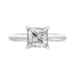 LADIES SOLITAIRE RING 2 1/2CT PRINCESS DIAMOND 14K WHITE GOLD - Image 5