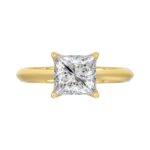 LADIES SOLITAIRE RING 2 1/2CT PRINCESS DIAMOND 14K YELLOW GOLD - Image 5