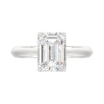 LADIES SOLITAIRE RING 3CT EMERALD DIAMOND 14K WHITE GOLD (CENTER STONE EMERALD DIAMOND 3CT ) - Image 5