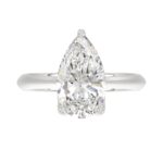 LADIES SOLITAIRE RING 4CT PEAR DIAMOND 14K WHITE GOLD - Image 5