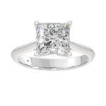 LADIES SOLITAIRE RING 4CT PRINCESS DIAMOND 14K WHITE GOLD