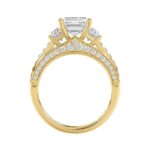 Luxury 14K Yellow Gold Ladies Diamond Ring 4.00CT Round, Emerald & Baguette Diamonds with 3.00CT Emerald  Center stone (Color F-G -Clarity VS1/VS2) - Image 2