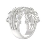 This is a diamond 14k cluster Ladies 2CT Ring featuring Marquise-shaped and round-cut diamonds in a leaf or floral motif set in white gold (Color F-G - Image 3