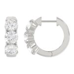 14K WHITE GOLD 3.00CT ROUND DIAMOND LADIES HOOP EARRINGS - Image 2