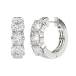 14K WHITE GOLD 3.00CT ROUND DIAMOND LADIES HOOP EARRINGS - Image 3