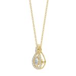 LADIES DANCING DIAMOND PENDANT WITH CHAIN 3/4CT ROUND DIAMOND 14K YELLOW GOLD (CENTER STONE PEAR DIAMOND 1/2CT) - Image 3