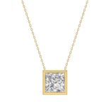LADIES SOLITAIRE PENDANT 2CT PRINCESS DIAMOND 14K YELLOW GOLD