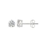 14K WHITE GOLD 1CT ROUND DIAMOND LADIES SOLITAIRE EARRINGS - Image 2