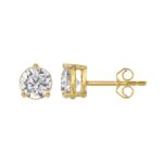 14K YELLOW GOLD 3CT ROUND DIAMOND LADIES SOLITAIRE EARRINGS (CENTER STONE  ROUND DIAMOND 1 1/2CT) - Image 2