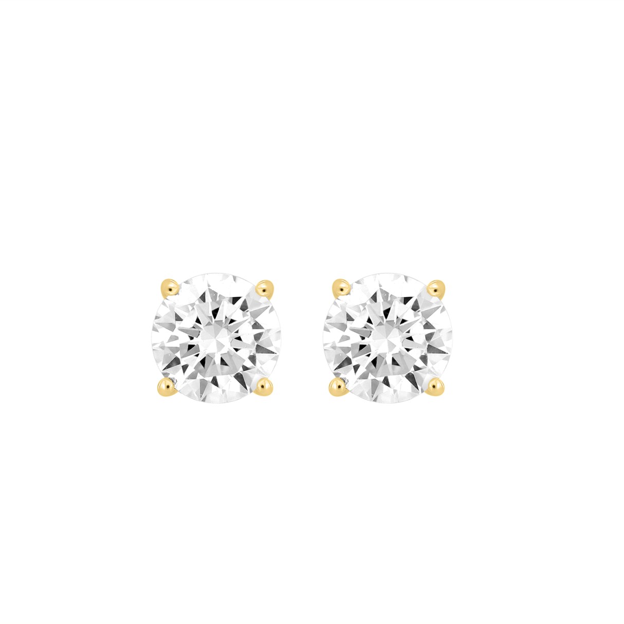 LADIES SOLITAIRE EARRINGS 4CT ROUND DIAMOND 14K YELLOW GOLD (CENTER STONE ROUND DIAMOND 2.00CT) 1 LADIES SOLITAIRE EARRINGS 4CT ROUND DIAMOND 14K YELLOW GOLD (CENTER STONE ROUND DIAMOND 2.00CT) - Image 1
