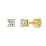 LADIES SOLITAIRE EARRINGS 1 1/2CT PRINCESS DIAMOND 14K YELLOW GOLD (CENTER STONE  PRINCESS DIAMOND 3/4CT) - Image 3