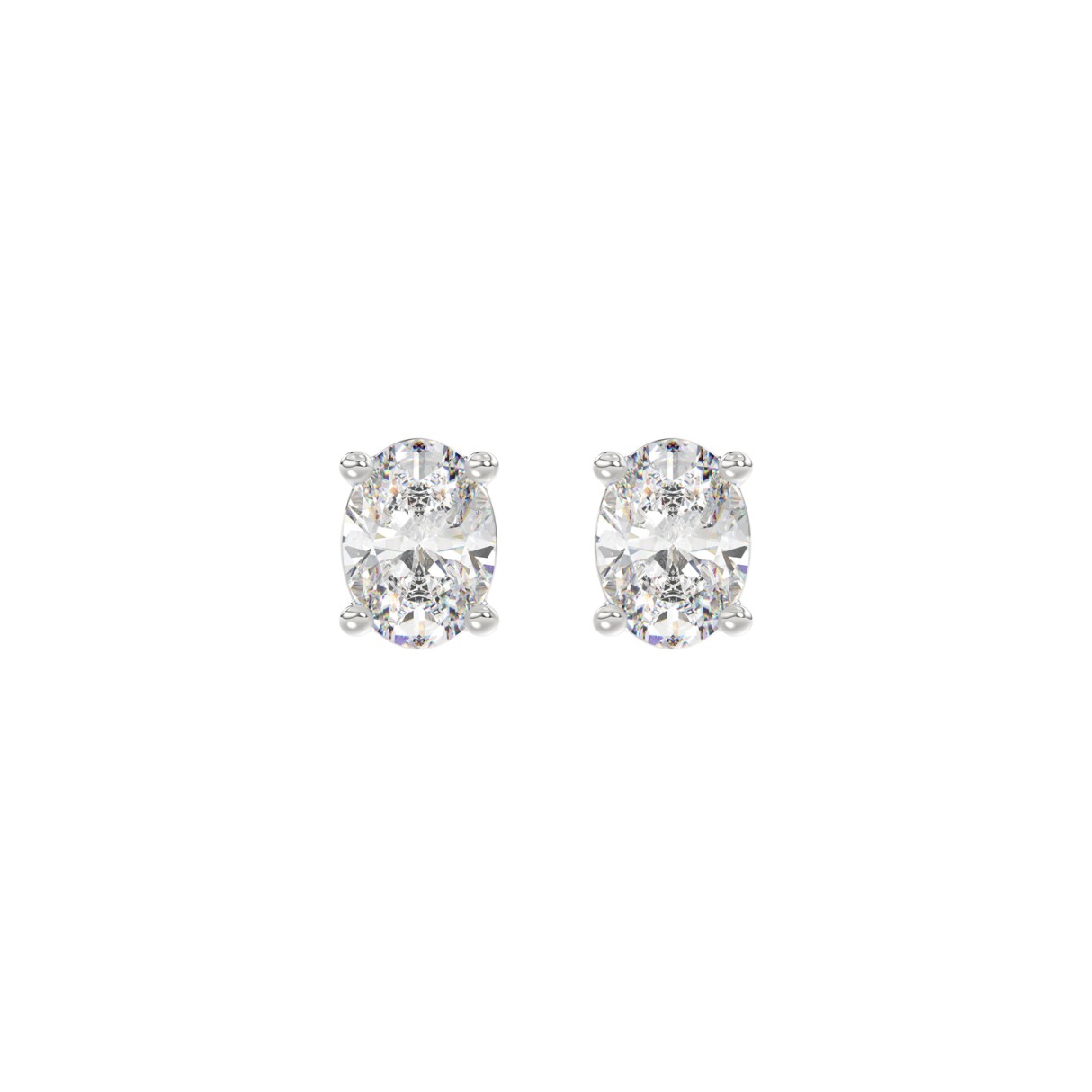 LADIES SOLITAIRE EARRINGS 1CT OVAL DIAMOND 14K WHITE GOLD 1 LADIES SOLITAIRE EARRINGS 1CT OVAL DIAMOND 14K WHITE GOLD - Image 1