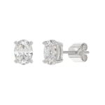 LADIES SOLITAIRE EARRINGS 2 1/2CT OVAL DIAMOND 14K WHITE GOLD - Image 2