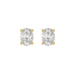 LADIES SOLITAIRE EARRINGS 2 1/2CT OVAL DIAMOND 14K YELLOW GOLD