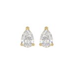 LADIES SOLITAIRE EARRINGS 2 1/2CT PEAR DIAMOND 14K YELLOW GOLD