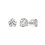 LADIES SOLITAIRE EARRINGS 2 1/2CT ROUND DIAMOND 14K WHITE GOLD - Image 3