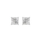 LADIES SOLITAIRE EARRINGS 2CT PRINCESS DIAMOND 14K WHITE GOLD
