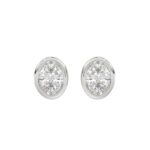 LADIES SOLITAIRE EARRINGS 3CT OVAL DIAMOND 14K WHITE GOLD