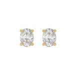 LADIES SOLITAIRE EARRINGS 3CT OVAL DIAMOND 14K YELLOW GOLD (CENTER STONE OVAL DIAMOND 1 1/2CT )